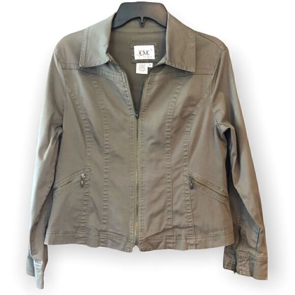 LAL Sz M Green Army Utility Cotton Full Zip Jean Cargo Pocket Jacket - Picture 1 of 8